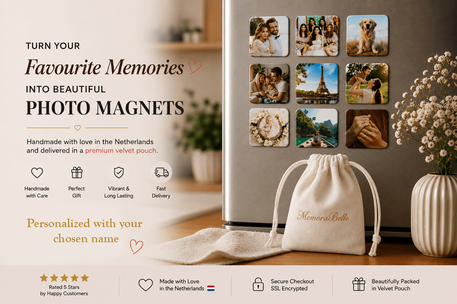 Personalised photo magnets made with your pictures