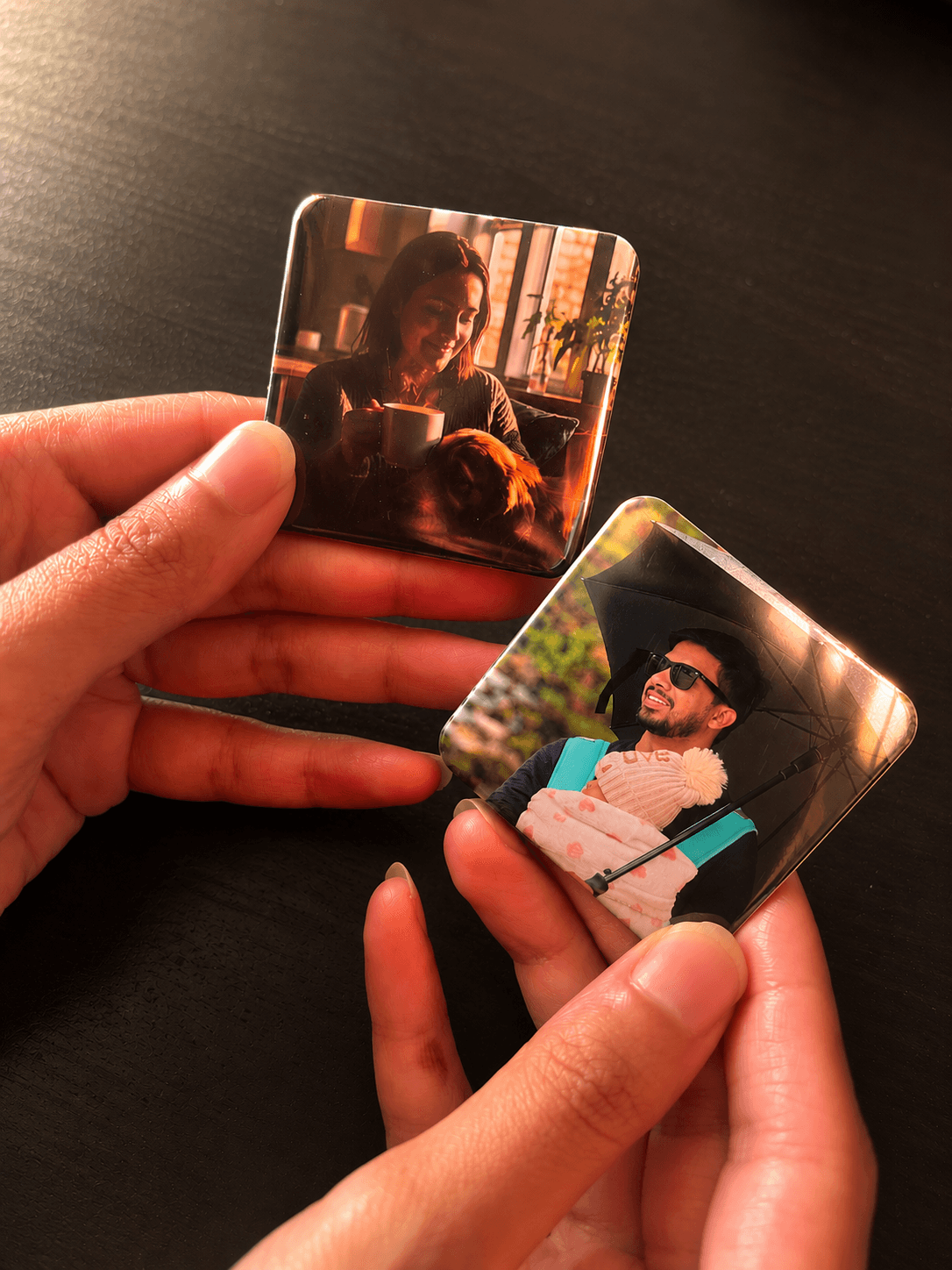 Gepersonaliseerde fotomagneten met verpakking op naam